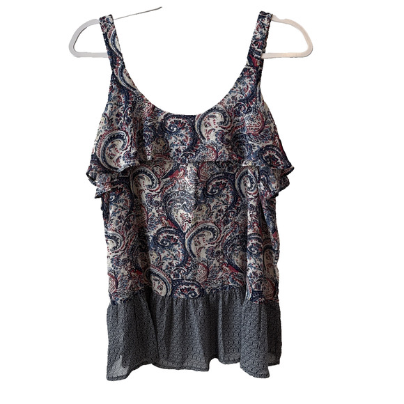 DR2 Daniel Rainn NWT Women's L Boho Paisley Patchwork Crochet Tank Top Tassel - Picture 2 of 11